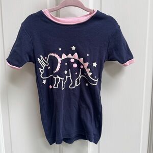 Little Bety Girls Size 4 Kids Navy Pink Triceratops Dinosaur Pajama Top Shirt